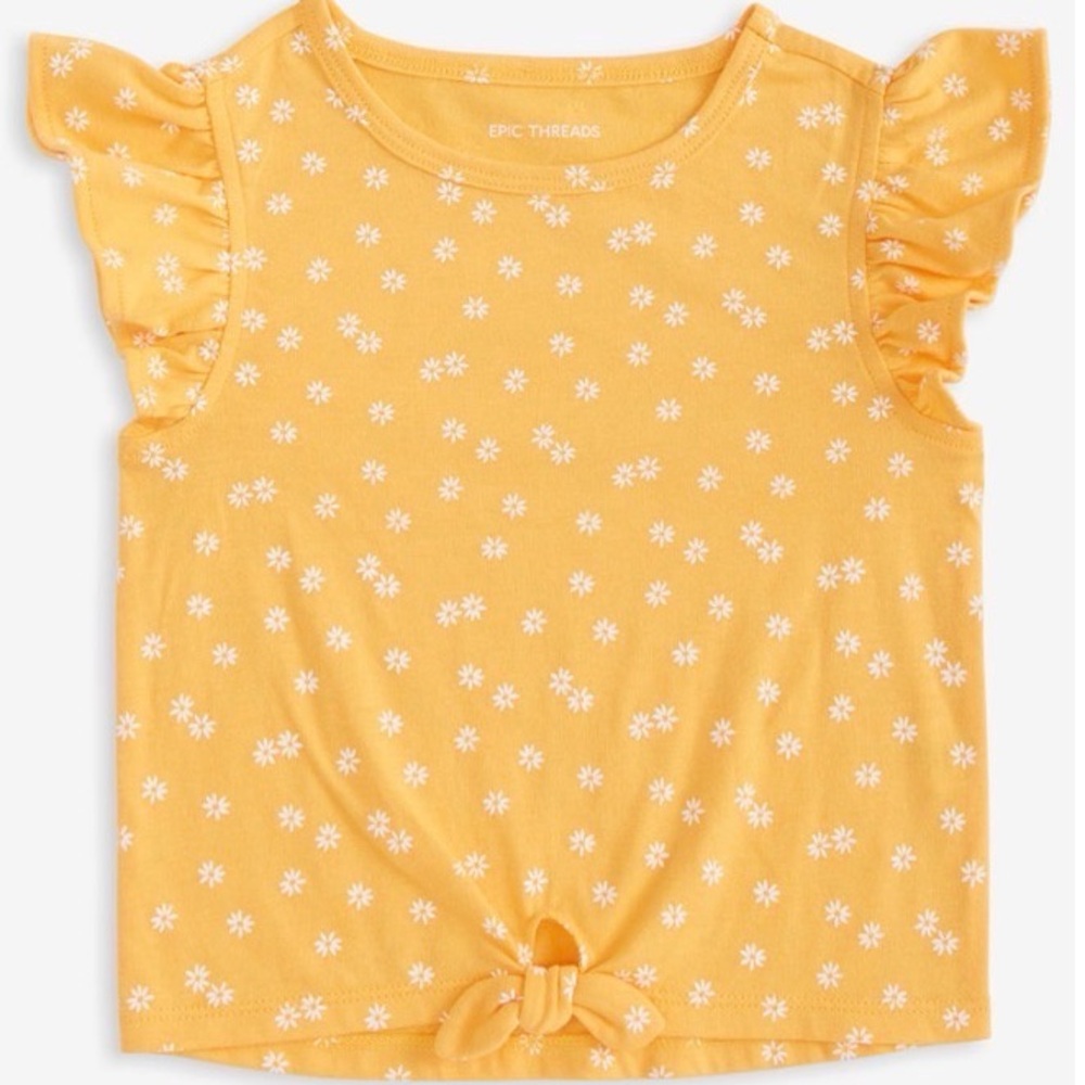 EUC Epic Threads Yellow Girls Floral Top & Skirt Set 4T